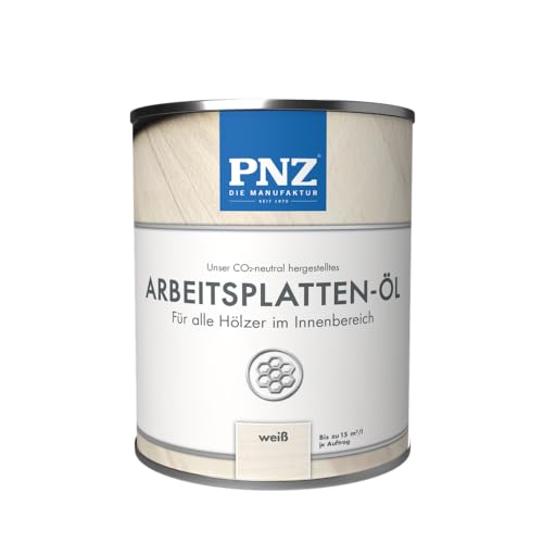 PNZ Arbeitsplatten-Öl für Innen | Nachhaltig hergestellt mit regionalen Rohstoffen | Made in Germany | für Küchenholz, Arbeitsplatten, Schneidebretter, Gebinde:0.25L, Farbe:weiß von PNZ