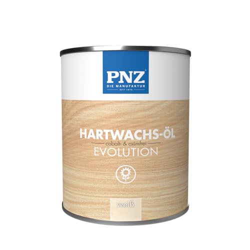 PNZ Hartwachsöl evolution farbig | Nachhaltig hergestellt mit regionalen Rohstoffen | Made in Germany | Arbeitsplatten, Holzmöbel, Holz-Boden, Gebinde:0.25L, Farbe:weiß von PNZ