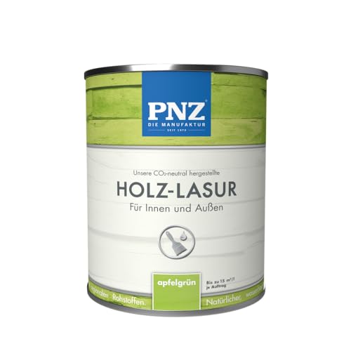 PNZ Holzlasur für Innen und Außen | lösemitttelfreie Farblasur | Nachhaltig hergestellt mit regionalen Rohstoffen | für alle Hölzer, auch Bienenhäuser, Gebinde:0.25L, Farbe:apfelgrün von PNZ