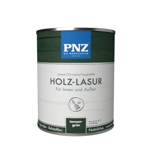 PNZ Holzlasur für Innen und Außen | lösemitttelfreie Farblasur | Nachhaltig hergestellt mit regionalen Rohstoffen | für alle Hölzer, auch Bienenhäuser, Gebinde:0.25L, Farbe:tannengrün von PNZ