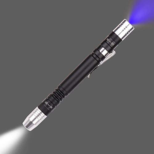 POCKETMAN Mini Taschenlampe LED 395nm UV Taschenlampe Violett Weiß 2 in 1 Lichtquelle mit beleuchtetem Clip Mini Pen Flashlight (1 Stück) von POCKETMAN