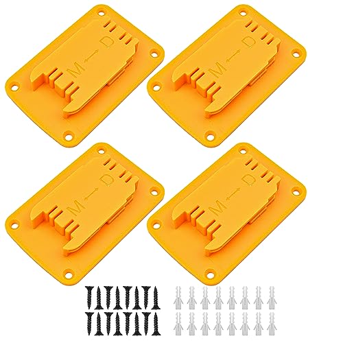 POFET 4PCS Lithium-Batterie-Werkzeughalter-Befestigungsbasis für Dewalt 18V 20V Bohrwerkzeughalterung und für Milwaukee M18 Akku-Bohrwerkzeug mit Schrauben von POFET