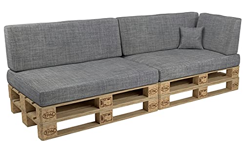 POKAR Palettenkissen Palettenauflagen mit abnehmbarem Bezug Palettenmöbel Palettensofa 6er Set: Sitzkissen 120x80 + Rückenlehne 120x40, Grau von POKAR