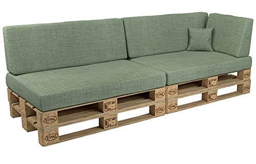 POKAR Palettenkissen Palettenauflagen mit abnehmbarem Bezug Palettenmöbel Palettensofa 6er Set: Sitzkissen 120x80 + Rückenlehne 120x40, Grün von POKAR