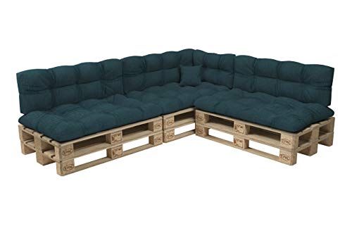 POKAR Palettenkissen Palletenauflagen Palettenpolster Palettensofa Palettenmöbel 8er Set: Sitzkissen 120x80 + Rückenlehne 120x40, Dunkelgrün von POKAR