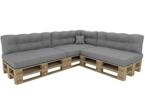 POKAR Palettenkissen Palettenauflagen Palettenmöbel Palettensofa 8er Set: Sitzkissen 120x80 + Rückenlehne 120x40, Grau von POKAR