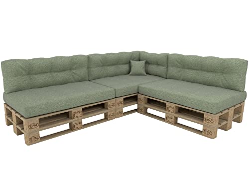 POKAR Palettenkissen Palettenauflagen Palettenmöbel Palettensofa 8er Set: Sitzkissen 120x80 + Rückenlehne 120x40, Grün von POKAR