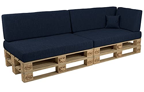 POKAR Palettenkissen Palettenauflagen mit abnehmbarem Bezug Palettenmöbel Palettensofa 6er Set: Sitzkissen 120x80 + Rückenlehne 120x40, Dunkelblau von POKAR