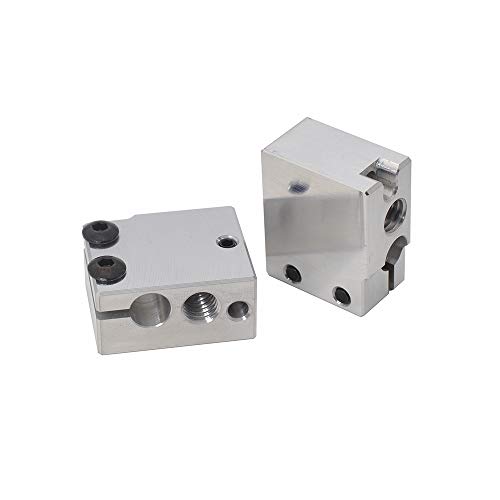 Heizblock aus Aluminium, kompatibel mit Volcano Hotend PT100 Patrone Sensor DDB Extruder 3D-Drucker (Aluminium), 2 Stück von POLISI3D
