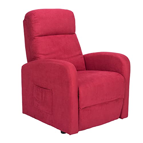 POLTRONE ITALIA PI - Chanel 2 Motoren Sessel mit aufstehhilfe Medizinisches Gerät 2 Räder Mikrofedersitz Flauschige fernsehsessel elektrisch schlafsessel Rot von POLTRONE ITALIA