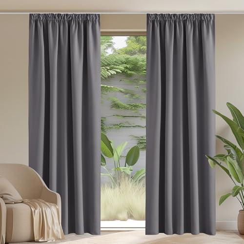 PONY DANCE Extra Lange Gardinen und Vorhänge Grau Blickdicht 2er Set H 300 x B 140 cm Verdunkelungsvorhänge Wohnzimmer Gardinen mit Kräuselband für Schienensystem Thermovorhang gegen Kälte PONY DANCE Extra Lange Gardinen und Vorhänge Grau Blickdicht 2er Set H 300 x B 140 cm Verdunkelungsvorhänge Wohnzimmer Gardinen mit Kräuselband für Schienensystem Thermovorhang gegen Kälte von PONY DANCE