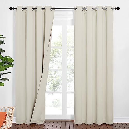 PONY DANCE 100% Blickdichte Vorhänge mit Ösen 2er Set Dreilagiger Schallschutz Vorhang mit Abnehmbarem Filzfutter Thermovorhang Kälteschutz Schlafzimmer Gardinen, Hellbeige, H 213 x B 132 cm PONY DANCE 100% Blickdichte Vorhänge mit Ösen 2er Set Dreilagiger Schallschutz Vorhang mit Abnehmbarem Filzfutter Thermovorhang Kälteschutz Schlafzimmer Gardinen, Hellbeige, H 213 x B 132 cm von PONY DANCE