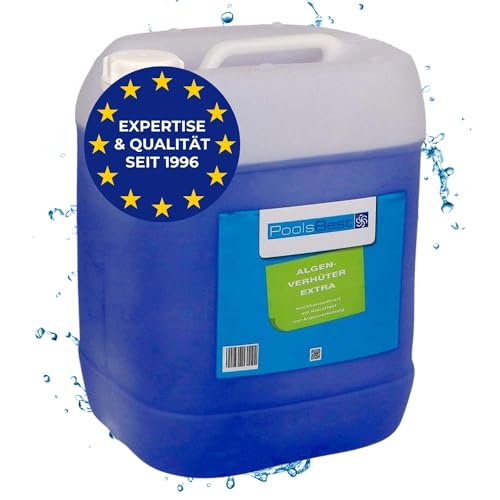 PoolsBest Algenverhüter extra 20kg I schaumfreier Algenvernichter für Pool I hochdosiertes Algenmittel zur Wasserpflege- & Reinigung I Poolreiniger mit Klareffekt gegen grünes Wasser im Pool von PoolsBest