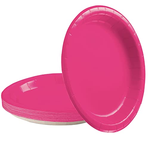 16Stück Rosa Rosa Pappteller,23CM Rund Teller Einwegteller Rosa Rosa Einmalteller Einweg Geschirr,9inch Partyteller Einmalgeschirr Tisch Dekorationen Partygeschirr für Hochzeit Garten Geburtstag Party von POPOYU