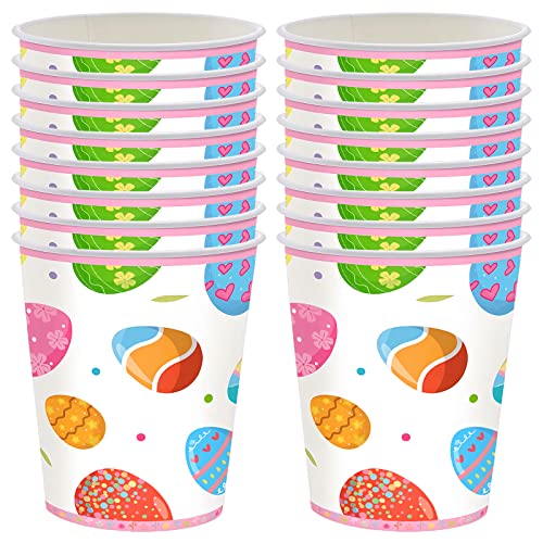 Pappbecher mit Osterhasen-Motiv, 16 Stück, für Ostern, Kinder, Party, Geschirr, Dekoration, grüne Einweg-Pappbecher, Eier, Kaninchen, Becher für Ostern, Kinder, Erwachsene, Party-Dekorationen von POPOYU