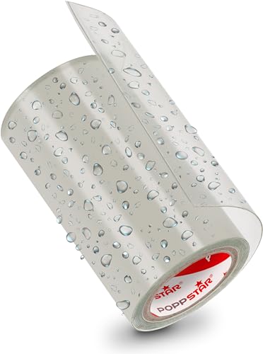 POPPSTAR wasserdichtes Klebeband ultrastark (10cm breit, 3m lang, transparent) Dichtband selbstklebend für Zelt, Teich, Pool & Rohr-Abdichtung von POPPSTAR