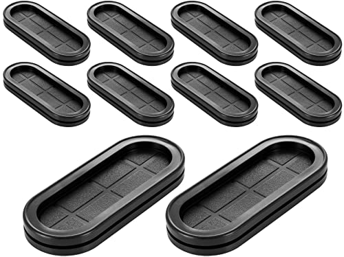 Poppstar 10er-Set Kabeltüllen oval (91 x 37 x 11 mm) Kabelschutz-Durchführungs-Tüllen aus Gummi zum Kabel Durchführen, Farbe schwarz von POPPSTAR