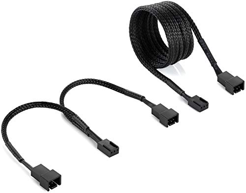 Poppstar 3-Pin Lüfter Kabel Set (15cm Y-Kabel (3-Pin Buchse auf 3 -Pin / 2-Pin Stecker) + 90cm Verlängerungskabel) für Anschluss von Prozessor-/ Gehäuselüfter an Mainboard von POPPSTAR