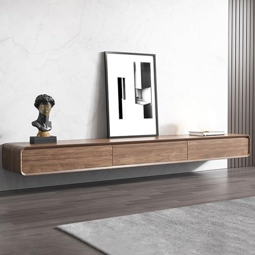 POVISON TV Schrank hängend Holz, tv lowboard hängend für Wohnzimmer,TV Lowboard 200cm modern schwebendes an der Wand mit 3 Schubladen, Massivholz,Eiche, komplett montiert von POVISON