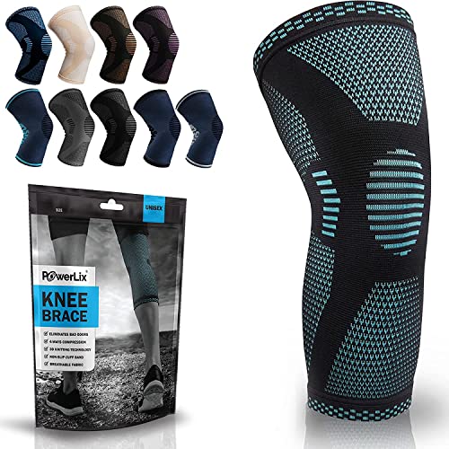 POWERLIX Kniebandage für Damen/Männer, Kompression Kniestütze für Meniskusriss, Arthritis, Linddert Kniescherzen, ACL, Laufen, Gewichtheben, Basketball, Volleyball, Sport, Blau, L von POWERLIX