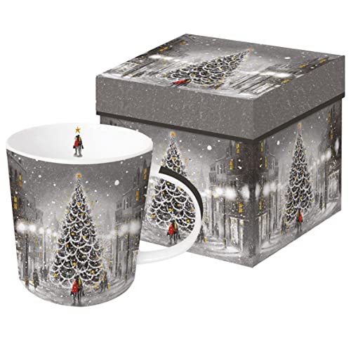 Kaffeebecher Christbaum mit Geschenkbox, Tasse Tiere Tier Geschenkset Weihnachten Weihnachtsbaum Schnee von PPD