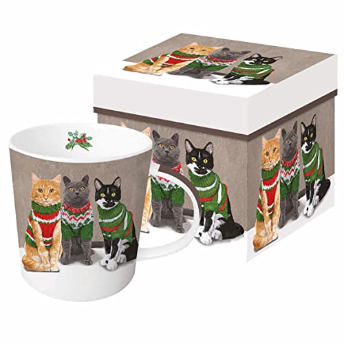 Kaffeebecher Katzen mit Pulli mit Geschenkbox, Tasse Weihnachten Geschenkidee Geschenkset Kätzchen von PPD