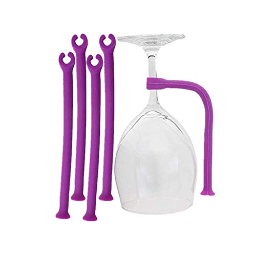 PPX Silikon-Stemware Saver Flexible Stielgläser-Halter Geschirrspüler Weinglas Protector Tether Silikon Geschirrspüler-Aufsatz von PPX (lila) 4 Stück von PPX