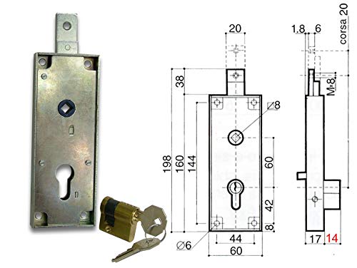 Schwingschloss/Garagenzylinder Europrofil Achsabstand 60 mm von PREFER