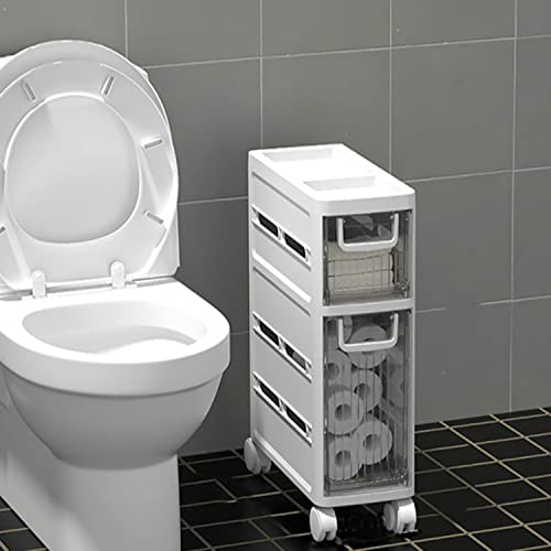PRESSLAY 2-stöckig/3-stöckig 4-stöckig Kleine Badezimmeraufbewahrung für Gäste-WC, Kleine Badezimmeraufbewahrung für kleine Räume, Kleines Regal für Schlafzimmer, Schmaler Toilettenpapierschrank für von PRESSLAY