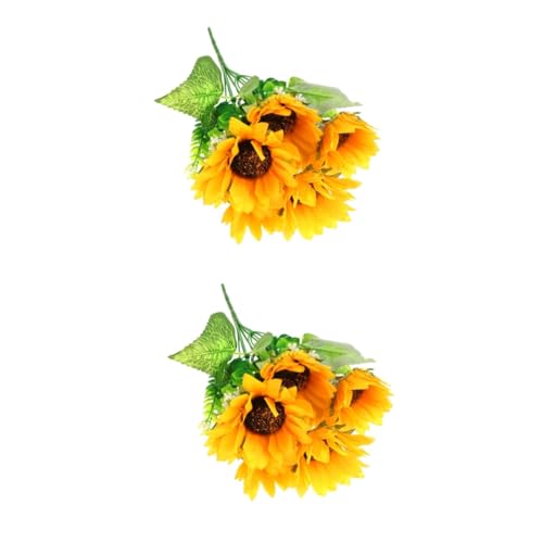 PRETYZOOM 2 Stück Bündel Künstlicher Sonnenblumenstrauß Blumenarrangement Für Die Party Künstliche Sonnenblumen Türstopper Im Außenbereich Zuhause Künstlich Fallen Hochzeit Künstliche von PRETYZOOM