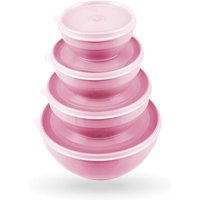 Pro Home - Frischhaltedosen mit Deckel 4er Set ( 500ml - 2,5L ) Rosa - Vorratsdosen, mikrowellen- und spülmaschinenfest, gefriertauglich, von PRO HOME