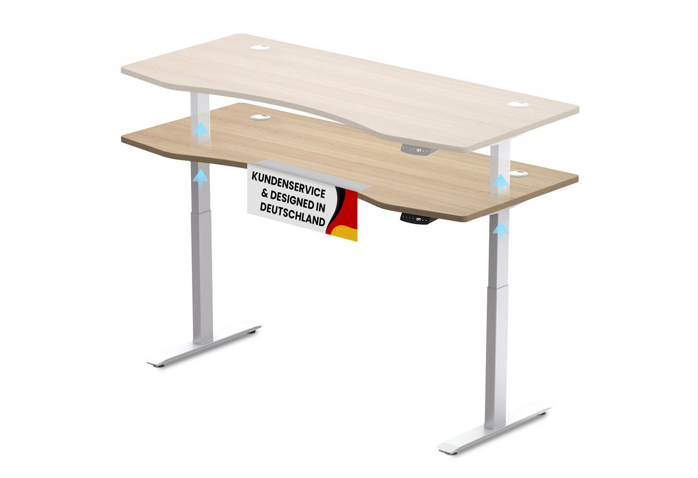 PROMAFIT Arbeitstisch Schreibtisch Stehtisch mit elektrischer Höhenverstellung (Set, 1-St), Tischplatte 180 oder 150 cm & 3 Memory Funktionen von PROMAFIT