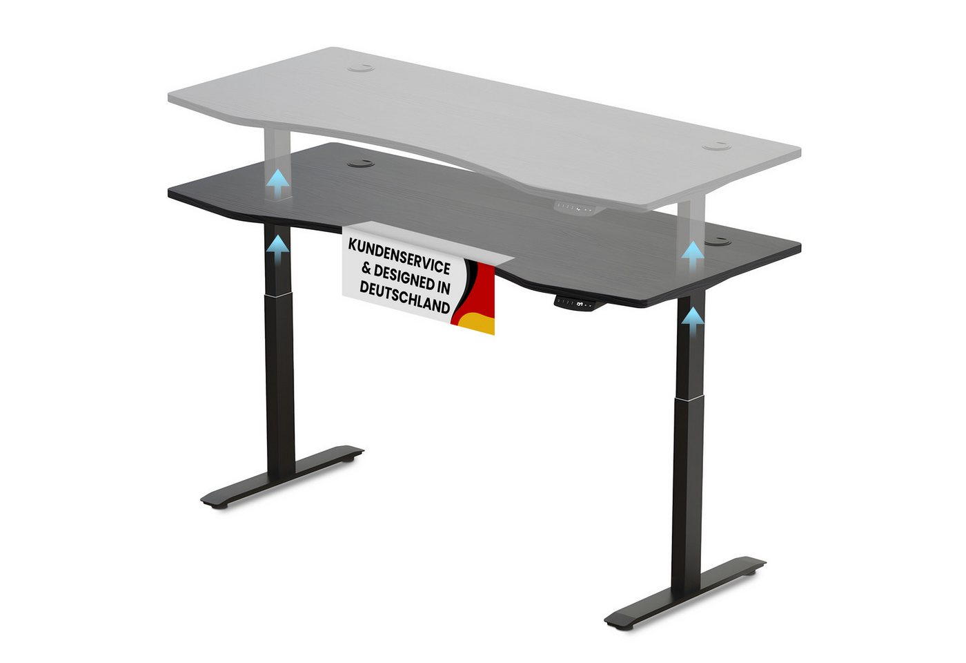 PROMAFIT Arbeitstisch Schreibtisch Stehtisch mit elektrischer Höhenverstellung (Set, 1-St), Tischplatte 180 oder 150 cm & 3 Memory Funktionen von PROMAFIT