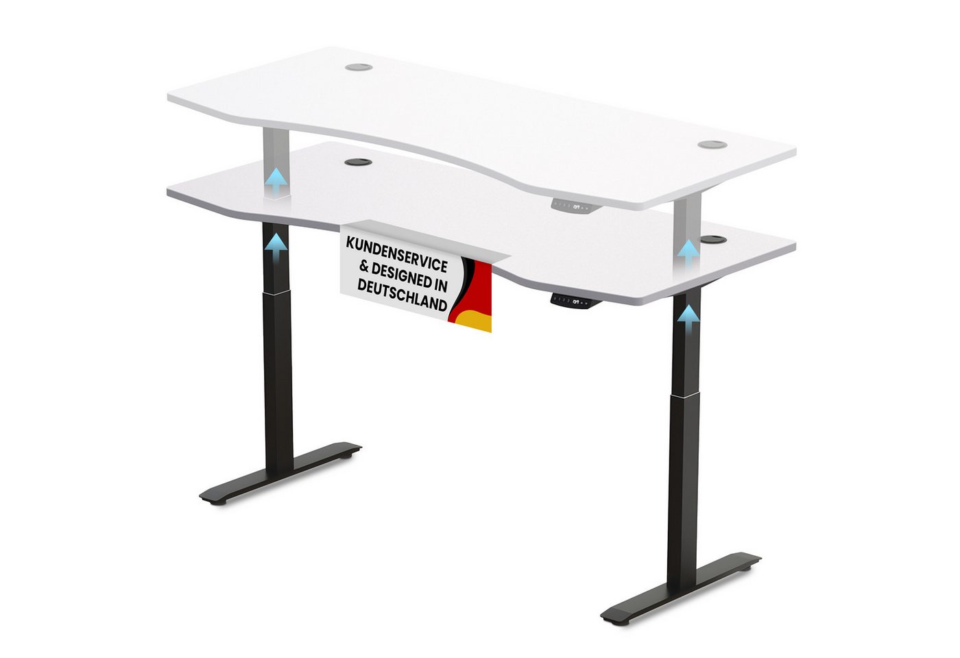 PROMAFIT Arbeitstisch Schreibtisch Stehtisch mit elektrischer Höhenverstellung (Set, 1-St., Tischplatte mit Gestell), Tischplatte 180 oder 150 cm & 3 Memory Funktionen von PROMAFIT