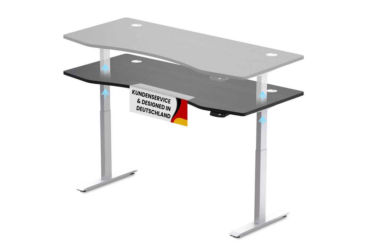 PROMAFIT Arbeitstisch Schreibtisch Stehtisch mit elektrischer Höhenverstellung (Set, 1-St., Tischplatte mit Gestell), Tischplatte 180 oder 150 cm & 3 Memory Funktionen von PROMAFIT