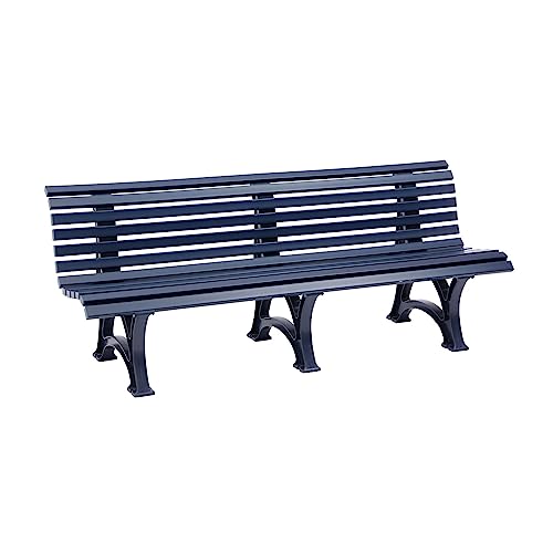 PROREGAL Gartenbank Jamaika | 4-Sitzer | Blau | HxBxT 80x200x64cm | Witterungs- & UV-beständiger Kunststoff | Parkbank Sitzbank Außenbereich Garten Balkon Terrasse von PROREGAL