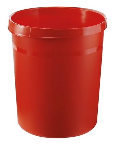 PROREGAL Klassischer runder Papierkorb aus Kunststoff | 18 Liter, HxØ 35x31,2cm | Rot von PROREGAL