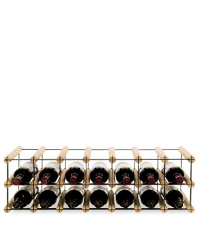 PROREGAL Modulares Weinregal VINOTECA MOD Metal | HxBxT 22,5x72,5x24,5cm | 7x2 Flaschen | Massives Kiefernholz | Natur | Weinhalter Weinständer Flaschenständer Flaschenregal Holzregal von PROREGAL