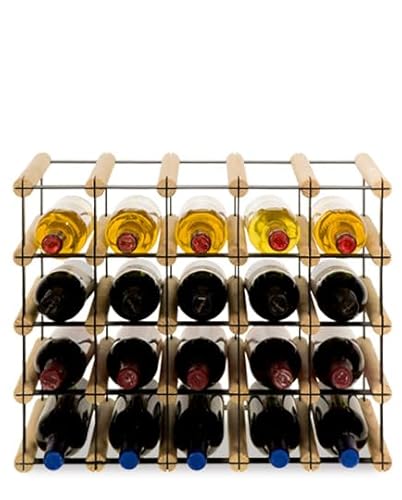 PROREGAL Modulares Weinregal VINOTECA MOD Metal | HxBxT 42,5x52,5x24,5cm | 5x4 Flaschen | Massives Kiefernholz | Natur | Weinhalter Weinständer Flaschenständer Flaschenregal Holzregal von PROREGAL