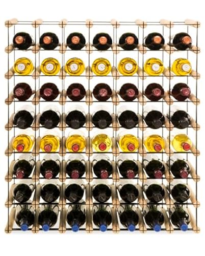 PROREGAL Modulares Weinregal VINOTECA MOD Metal | HxBxT 82,5x72,5x24,5cm | 7x8 Flaschen | Massives Kiefernholz | Natur | Weinhalter Weinständer Flaschenständer Flaschenregal Holzregal von PROREGAL