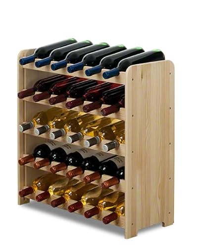 PROREGAL Weinregal PINOTWINE C | HxBxT 61,6x63,2x26,5cm | 30 Flaschen | Massives Kiefernholz | Natur unbehandelt | Weinhalter Weinständer Flaschenständer Flaschenregal Holzregal von PROREGAL