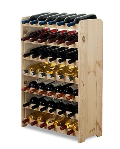 PROREGAL Weinregal PINOTWINE C | HxBxT 87,2x63,2x26,5cm | 42 Flaschen | Massives Kiefernholz | Natur unbehandelt | Weinhalter Weinständer Flaschenständer Flaschenregal Holzregal von PROREGAL