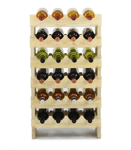 PROREGAL Weinregal VINOTECA Flex | HxBxT 68x47x29cm | 24 Flaschen | Massives Kiefernholz | Natur unbehandelt | Weinhalter Weinständer Flaschenständer Flaschenregal Holzregal von PROREGAL