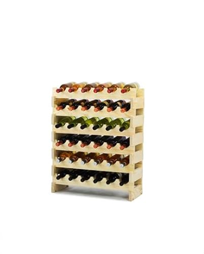 PROREGAL Weinregal VINOTECA Flex | HxBxT 68x65x29cm | 36 Flaschen | Massives Kiefernholz | Natur unbehandelt | Weinhalter Weinständer Flaschenständer Flaschenregal Holzregal von PROREGAL