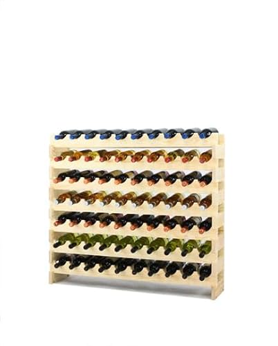 PROREGAL Weinregal VINOTECA Flex | HxBxT 79x101x29cm | 70 Flaschen | Massives Kiefernholz | Natur unbehandelt | Weinhalter Weinständer Flaschenständer Flaschenregal Holzregal von PROREGAL