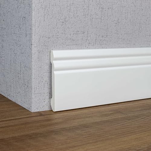 PROVISTON Sockelleiste Berliner Profil 16 x 100 x 2000 mm Elegante Hamburger Leiste Hochwertige Fußleiste Kunststoff Weiß Wasserfest, Robust und Langlebig von PROVISTON