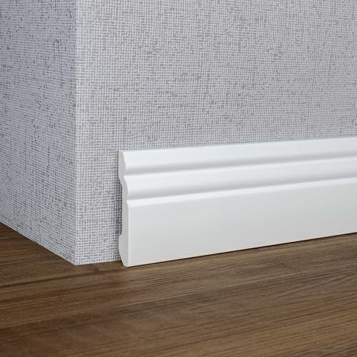 PROVISTON Sockelleiste Berliner Profil 16 x 80 x 2000 mm Elegante Hamburger Leiste Hochwertige Fußleiste Kunststoff Weiß Wasserfest, Robust und Langlebig von PROVISTON