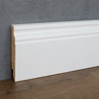 PROVISTON Sockelleiste Berliner Profil 19 x 100 x 2500 mm Massivholz Weiß annährend RAL 9010 Hamburger Fußleiste 25 Meter - Weiß von PROVISTON