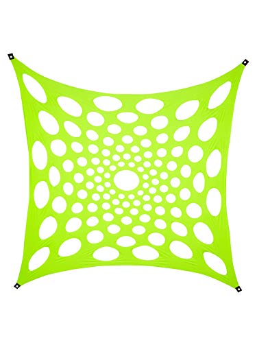 PSYWORK Schwarzlicht Segel Spandex | Mandala Dots II | Grün | 3 x 3m | UV-aktiv | Leuchtend | Wandtuch Wandbehang Stoff Neon Deko Party Tuch Tapestry Poster PSY Goa Trippy von PSYWORK