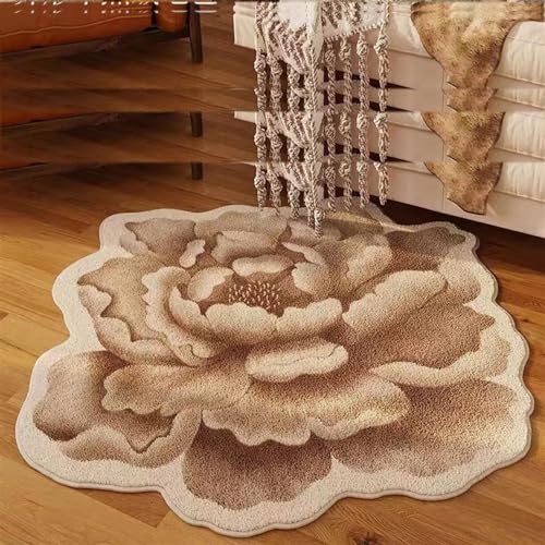 PUIOKA Blumenförmiger Teppich, unregelmäßig geformter Teppich, geeignet für die Dekoration von Wohn- und Schlafzimmern von PUIOKA